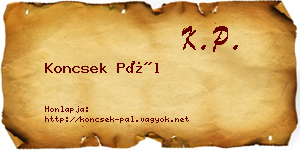 Koncsek Pál névjegykártya